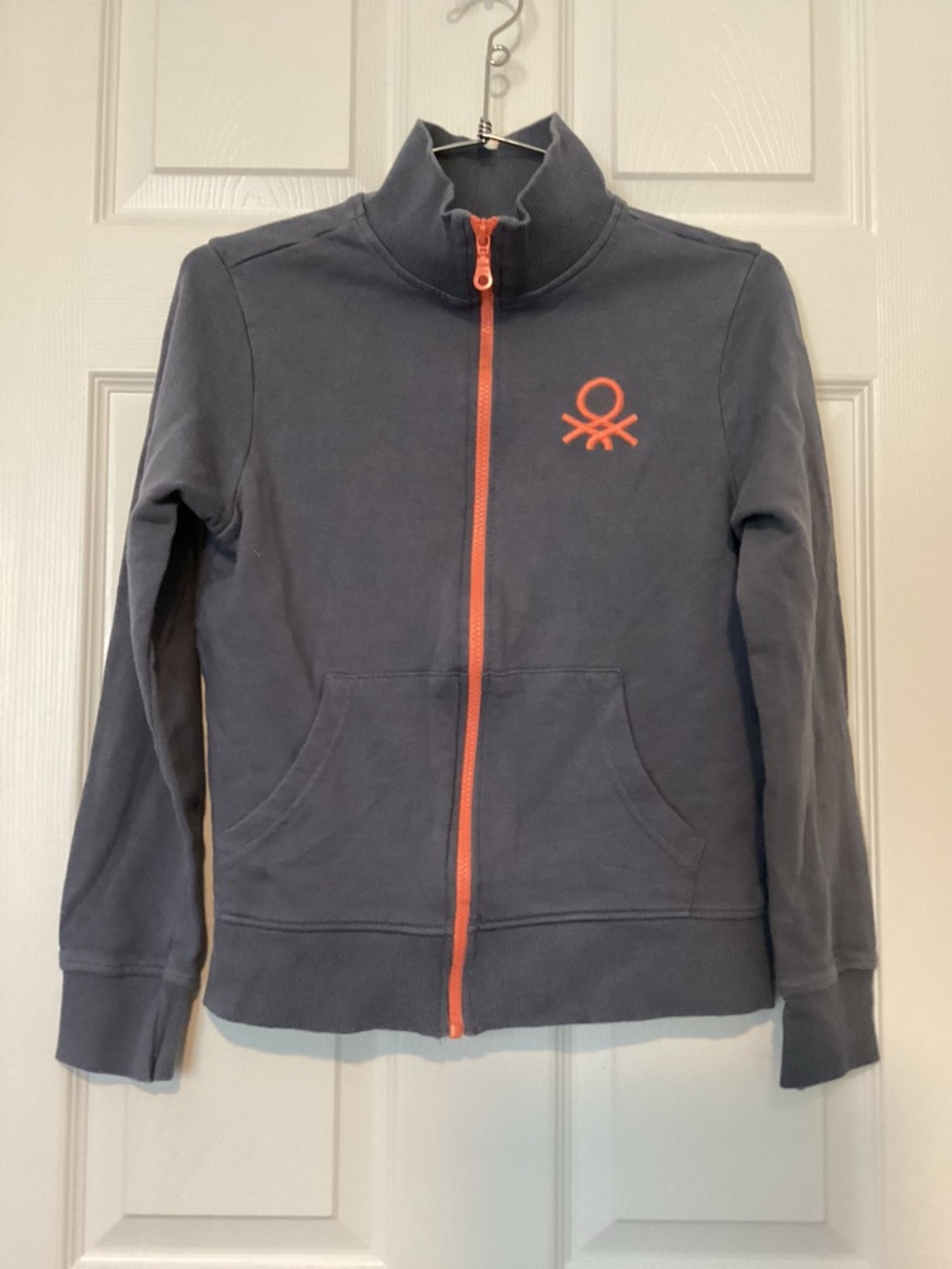 United Colors Of Benetton Navy Zip-Up Hoodie with Coral Accents